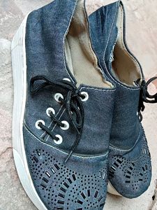 Denim Embroidered Shoes