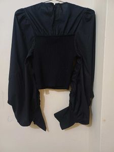 Zara Black Puff Sleeve Top