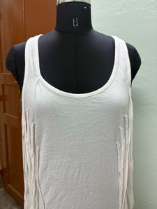 White Fringe Tank Top