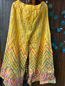 Yellow Mirrorwork Palazzo Pants
