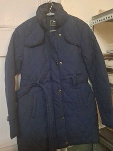Navy Quilted Belted Coat