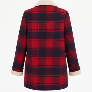 Red Plaid Sherpa Collar Jacket