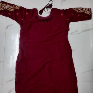 Maroon Embroidered Georgette Suit