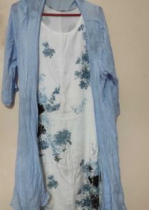 Women single piece dress with Fish cut shrug Total