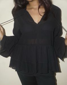 Black Ruffle Top