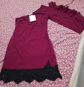 Party Wear Dress Ruffle Sleeve New Office Solid
