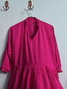 Pink Casual Kurti With Flare