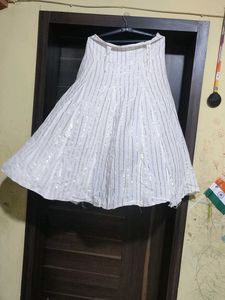 White & Gold Stripe Skirt