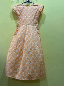 Peach Colour Tie-up Kurta Size M