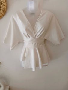 Cute White Wrap Top