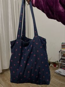 Patterned Denim Tote Bag
