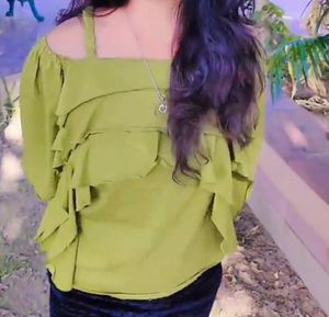 Off Shoulder Green Top