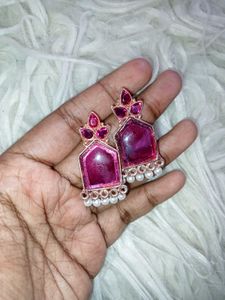 Pink Gem/Glass Earrings