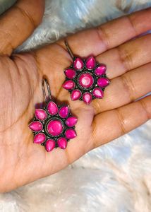 Pink Flower Earrings