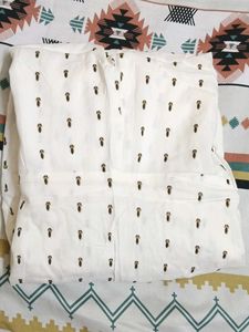 Elegant White Printed Kurta(New used once)