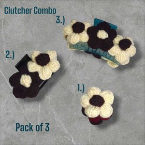 Crochet Claws, Puff Flower Clutcher, Pack Of 3