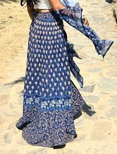 Boho Blue Print Maxi Skirt
