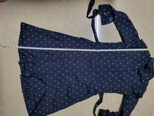 Navy Polka Dot Midi Shirtdress