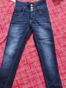 Stretchable High Waist Denim For Girls