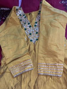 Elegant Mustard Embroidered Kurti