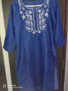 Blue Embroidered Kurti