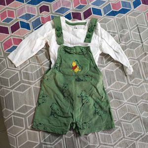 Full Sleeve Tshirt And Dungaree Set