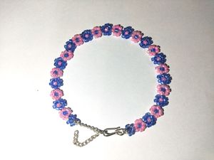 Cute Blue Pink Floral Bracelet With Adjustable⛓️