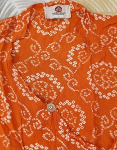 Orange Bandhani Print Kurti