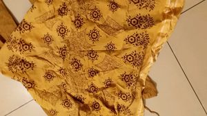 Floral Print Fabric - Mustard Yellow