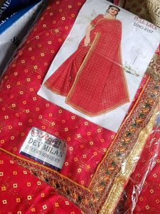 Red Bandhani Saree