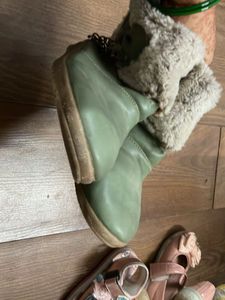 Green Fur Lined Boots size 6-7 years
