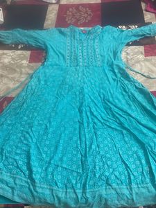 Anarkali Cyan Green Kurta