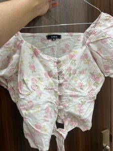 Floral Tie-Front Crop Top