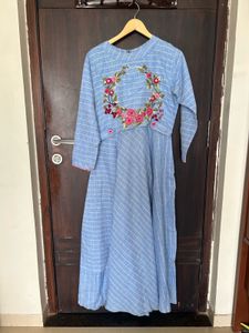 Floral Embroidered Long Gown