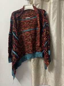 Patterned Open-Front Cardigan