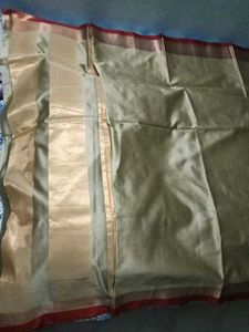 Brand New CottonSilk Saree with Golden SmallLaceBo