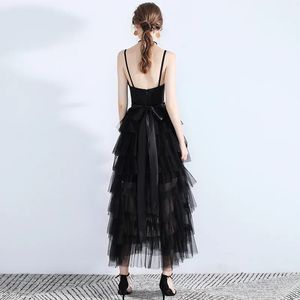 Black Belt Tiered Tulle Dress