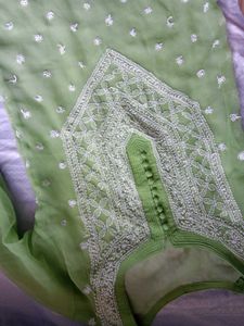 Lime Green Embroidered Kurti