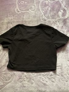 Black Crop Top With A Slit On Shoulder