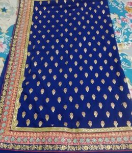Elegant Blue Embroidered Saree