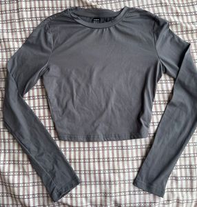 Gray Long Sleeve Top