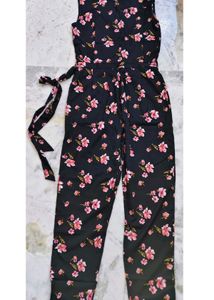 Black Jumpsuit with Floral Print