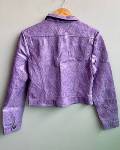 Purple Snake Print Cropped Jacket