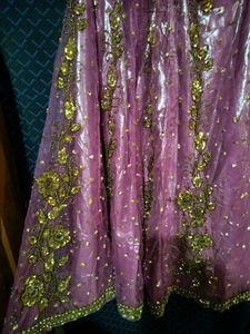 Purple Heavy Beadwork Lehenga Set For Women