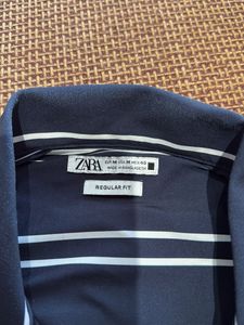 Zara Striped Camp Collar Shirt - SIZE M