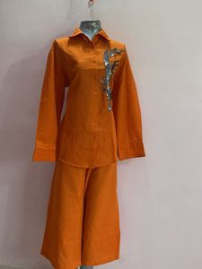 Orange Embellished Cord Set
