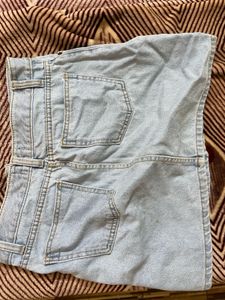 Denim Wash Mini Skirt With Zip