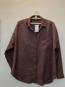 Max New Brown Seersucker Shirt For Ladies