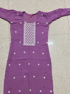 Purple Embroidered Kurta