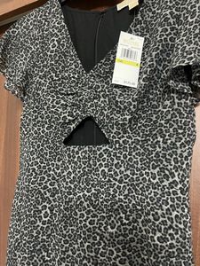 MK Leopard Georgette Cutout Mini Dress